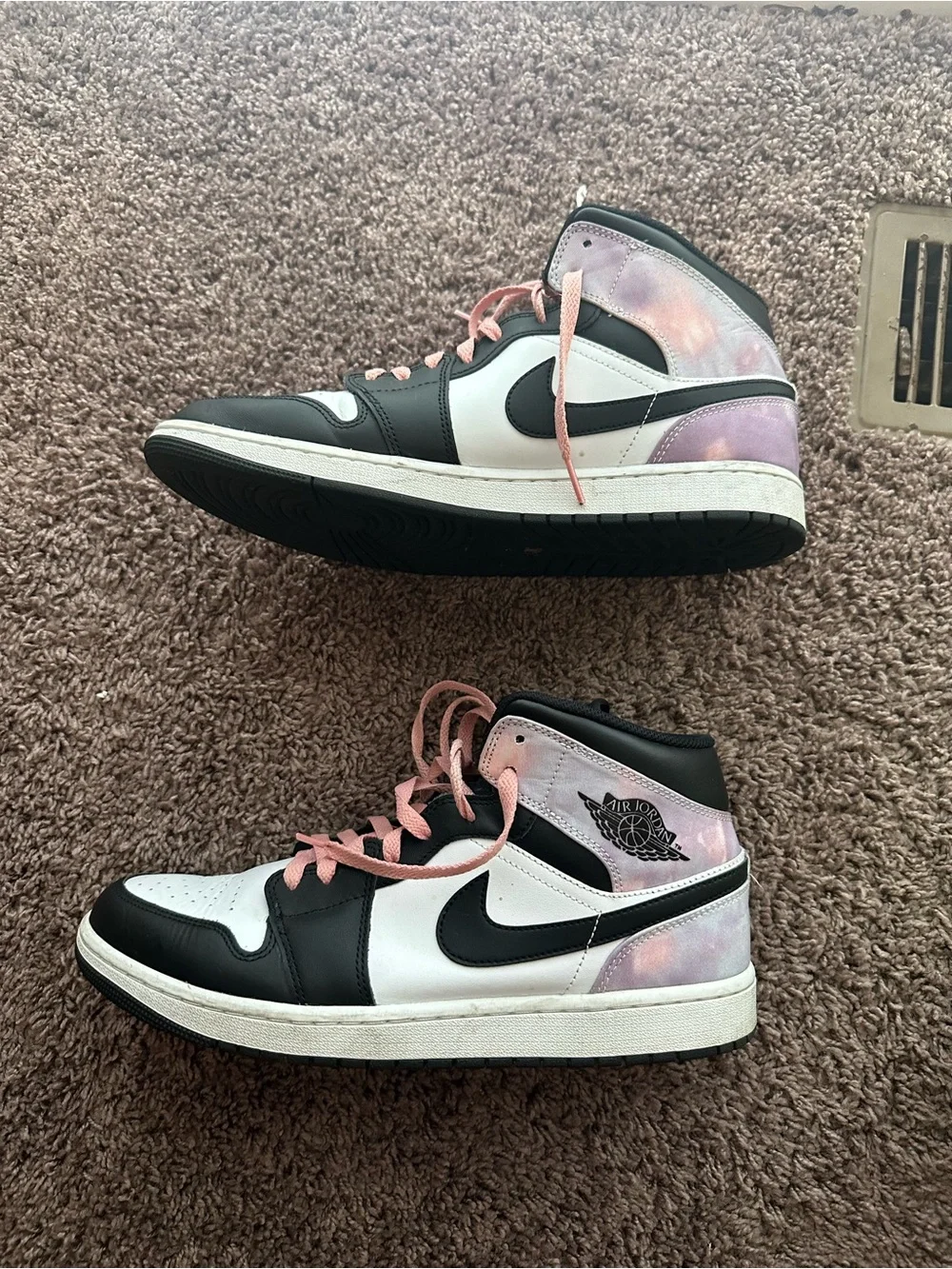 Jordan 1 Mid - Black, White & Pink Tie-dye